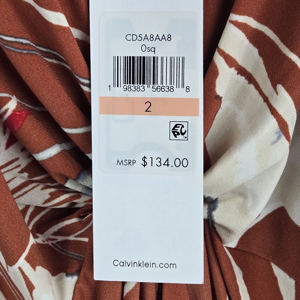 Calvin Klein Women's Size 2 Terra Floral Knotted Maxi Dress NWT‎ - Picture 5 of 13